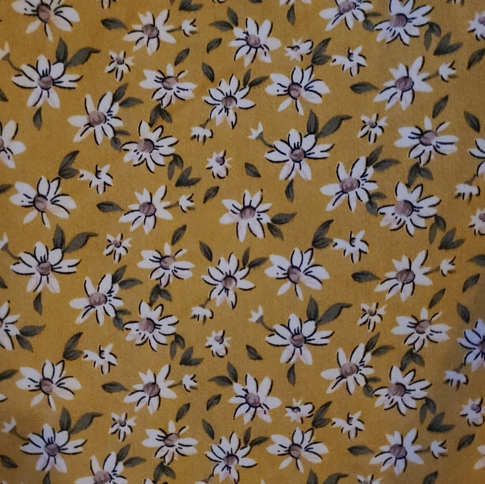 BETTER BE YELLOW WHITE Daisy FLOWER BABYDOLL MINI Fall Cottage Core DRESS LARGE - Picture 4 of 9